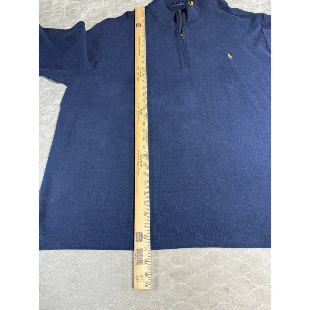 Polo Ralph Lauren Mens 3XB Blue Quarter Zip Pullover Cotton Sweater Big & Tall